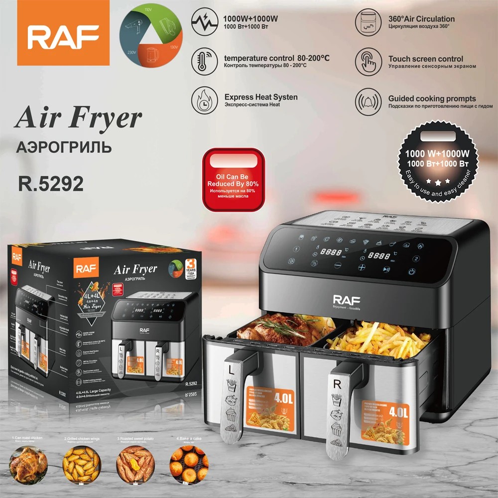 Large Capacity Oil Free Cooking Oven Air Fryer Dual Zone Basket Intelligent Kitchen Appliances