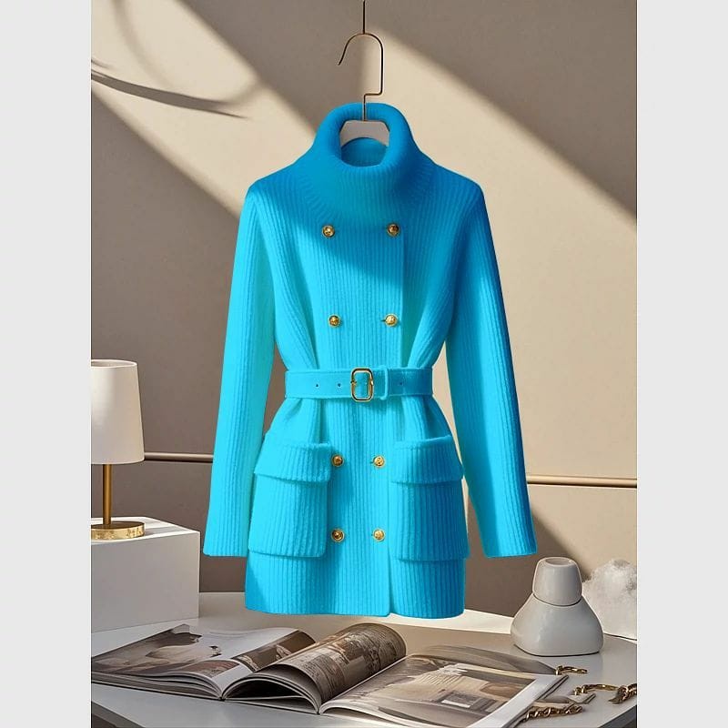 Unique and stylish waist-clinchingTop with lazy High-end High Quality Chanel-style Fashion knit-sweater Jacket