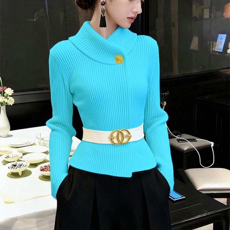 Women's White Sweater 2025 New Autumn–Winter Innerwear, Luxury, High-End, Stylish, Slim-Fit Knitted Base Layer