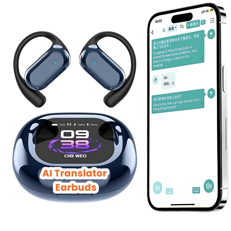 2025 New Arrival Q16s Pro OWS Headphone Tws Wireless Smart Earphones Real Time AI Language Translator Earbuds with Touch Screen