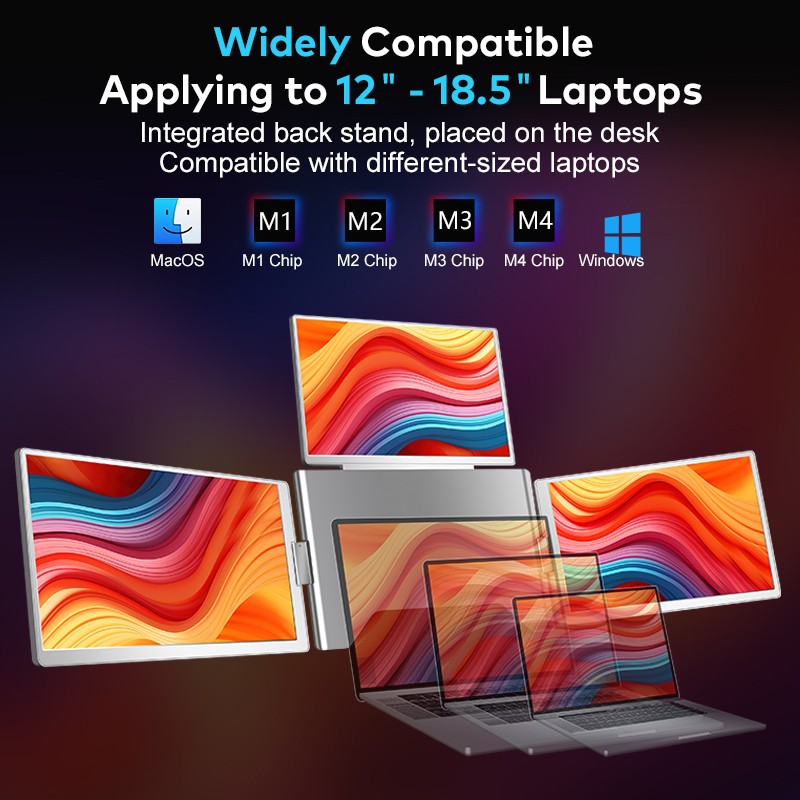 Big Size 16 Inch 3 Screen As Portable Quad Monitor for Laptop Mobile Workstation