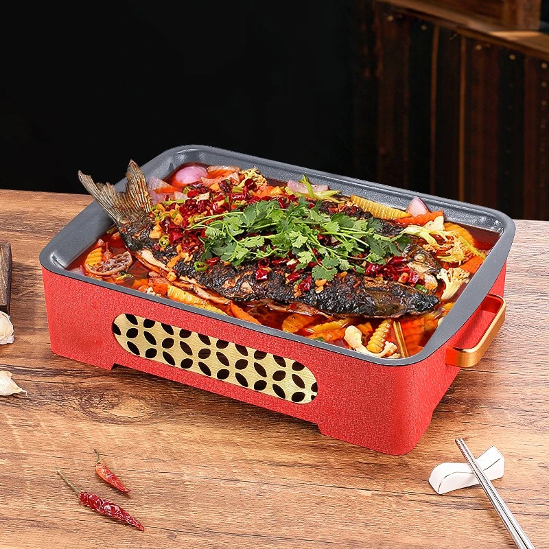 Grilled fish oven, commercial restaurant, aluminum grilled fish plate, alcohol paper wrapped fish, non stick rectangular shape