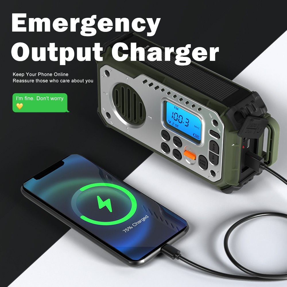 Emergency Solar Hand Crank Dynamo AM&FM Radio With Flashlight, Phone Charger, and Speaker - hot selling