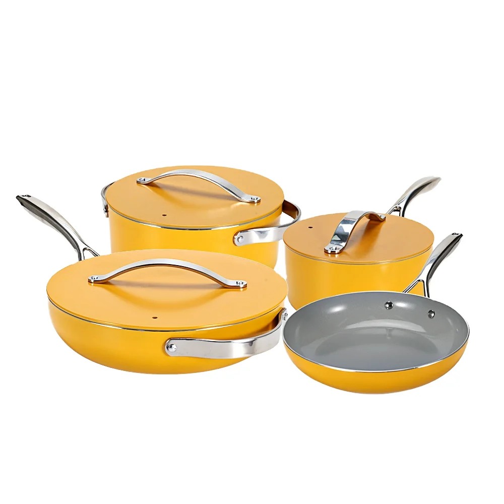 Manufacturer Wholesale Hot Sale 7pcs Nonstick Ceramic Coating Cookware Set Classic Eco-Friendly for Kitchen Restaurant Cooking
