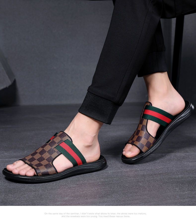 Men's summer trendy outdoor slipperwith anti-slip design, popular sale on amazon leather sandal