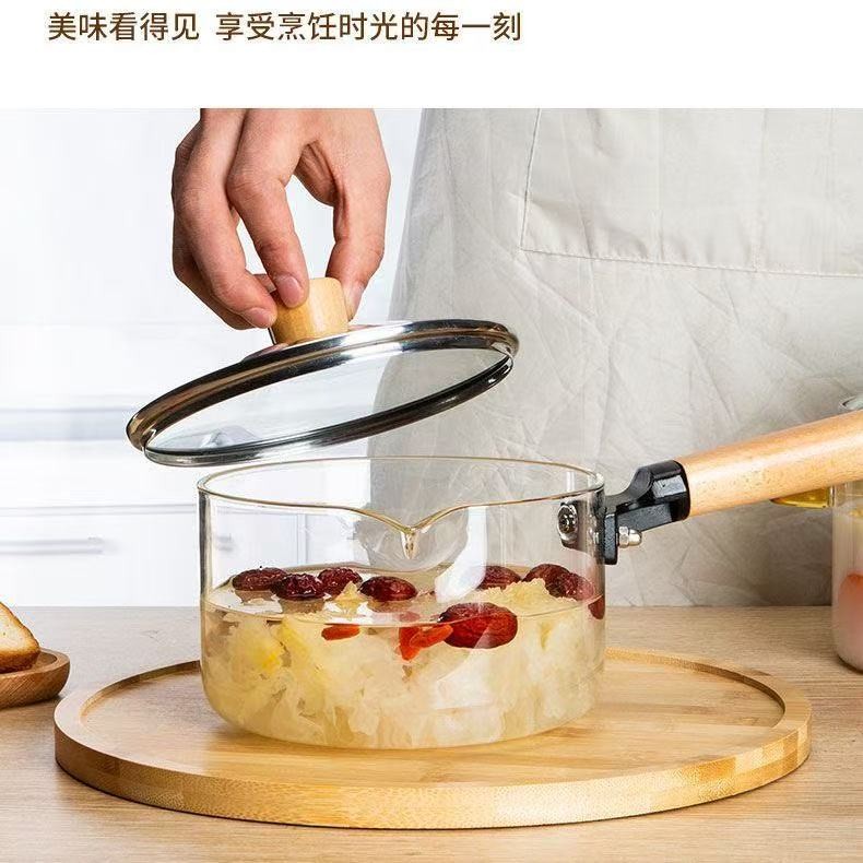 High-value appearance transparent high borosilicate glass cooking pot, glass pot cookware