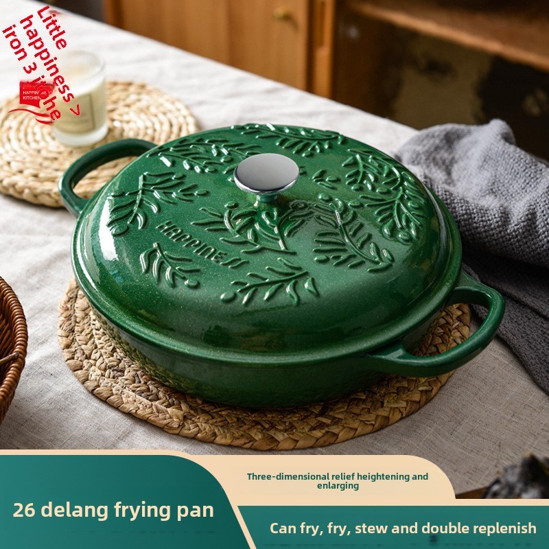 26cm Cast Iron Enamel Multi-Functional Household Soup Pot Non-Stick Induction Cooker Classic Design for Soup Stock Pots