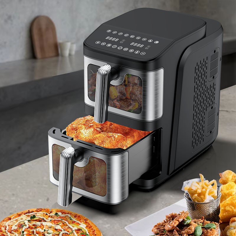 2025 New Design Smart Digital Air Fryer Modern Square Style Dual-layer Tech for Space-saving Energy Efficient Household Cooking