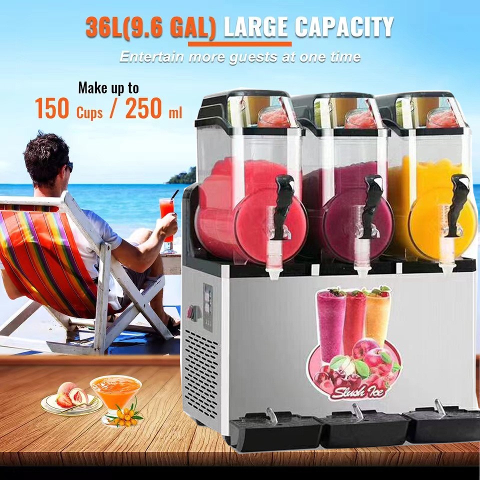 Premium 3*12L Stainless Steel Slush & Smoothie Machine Core Components with Motor for Beverage & Wine Production