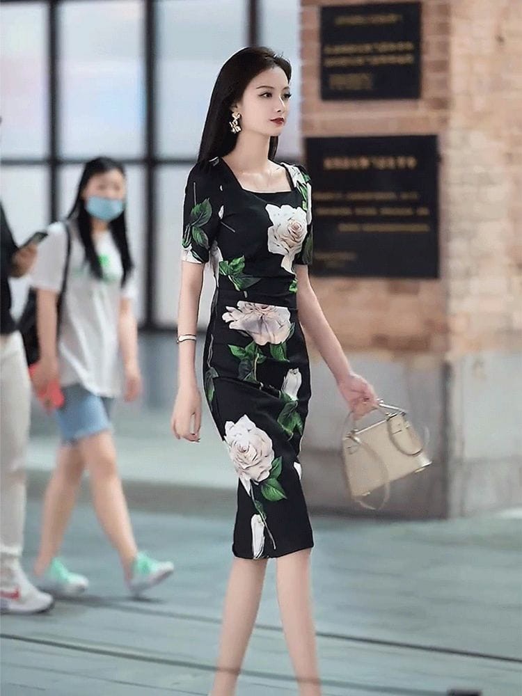 Hong Kong Flagship style retro sweet and salty dress elegant women's summer office light mature stunning slim fit high-end fashion