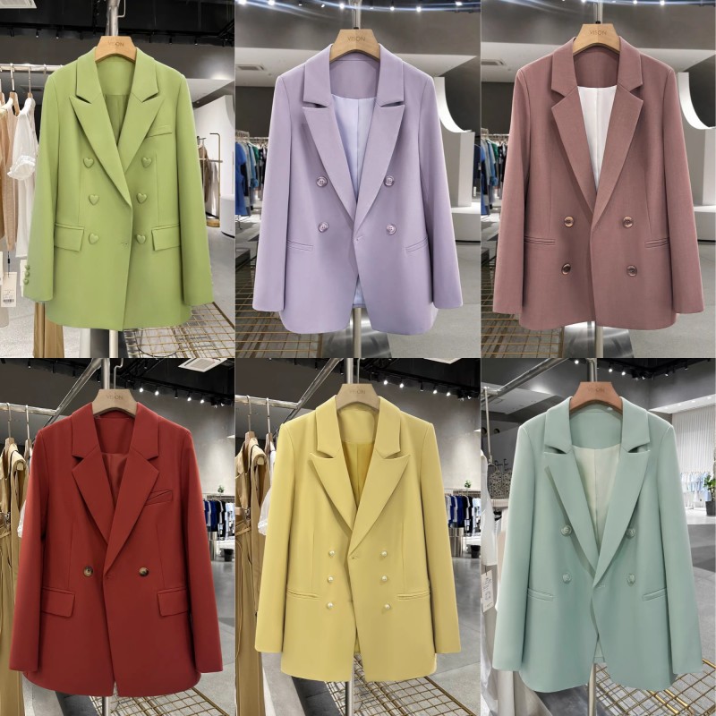 2025 New Arrivals Women's Formal Candy-Colored Suit Jackets Cheap Blazer Button Decoration Spring Fashion Leisure Coats Blazers