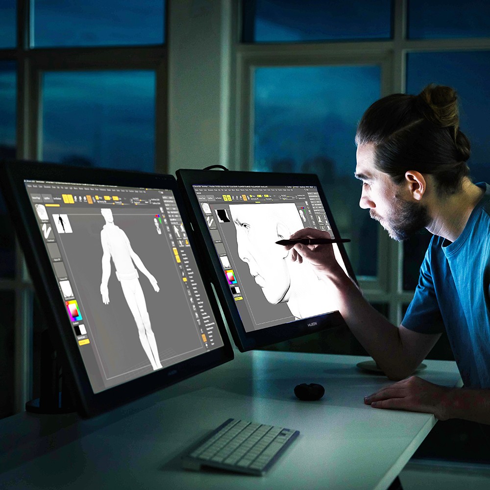 Huion Pro 24 (4K) 4K Resolution Anti-glare Etched Glass Full Lamination 24 Inches Large Size Creative 4K Pen Display