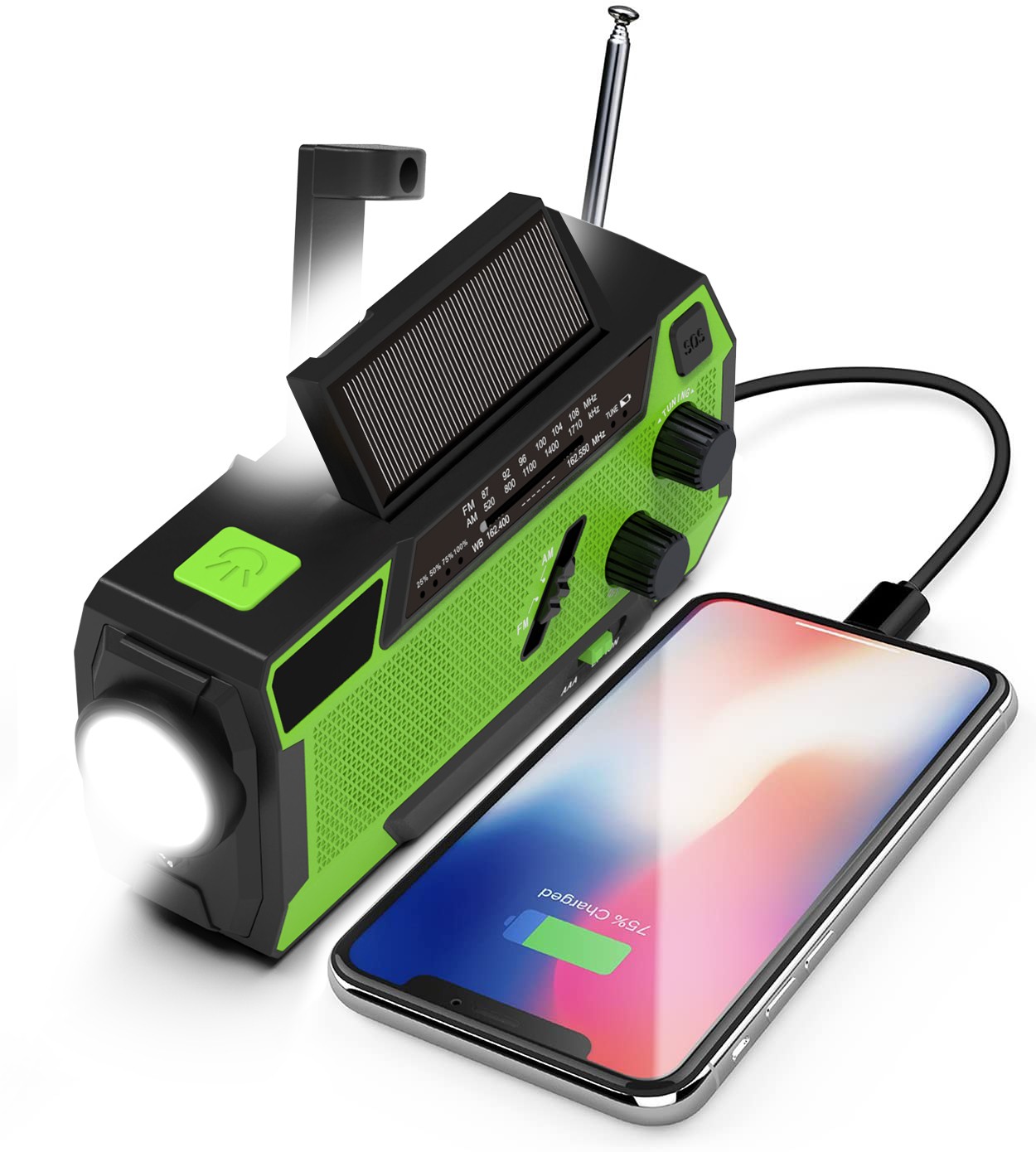 Emergency Solar Mobile Charger Power Bank  Amfmnoaa Radio