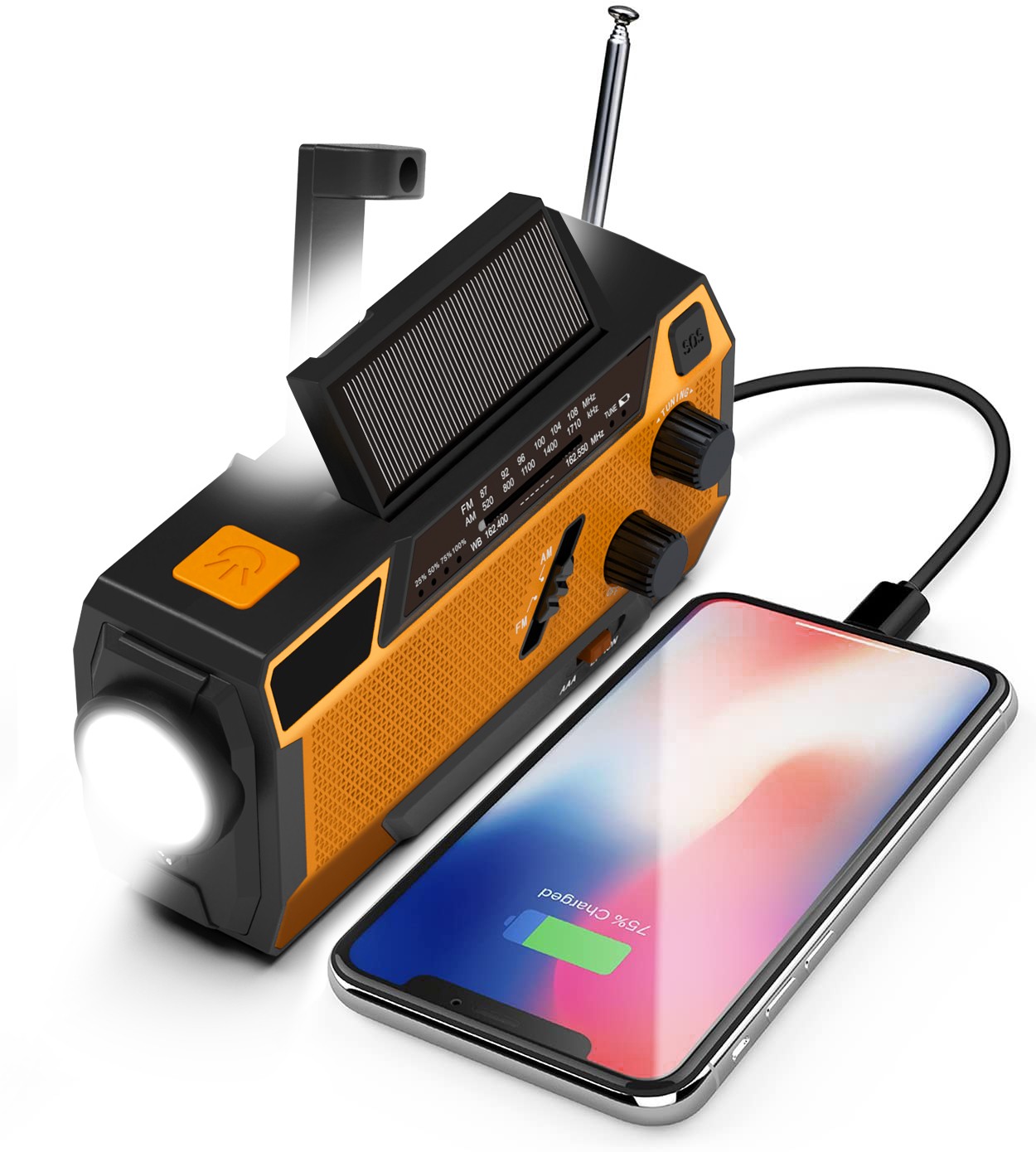 Emergency Solar Mobile Charger Power Bank Hand Crank Amfmnoaa Radio