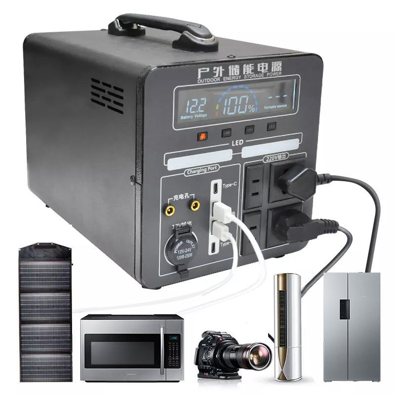 Portable Electric Solar Generator 1000W 110V 220V Power Generator Station Solar Energy System Battery