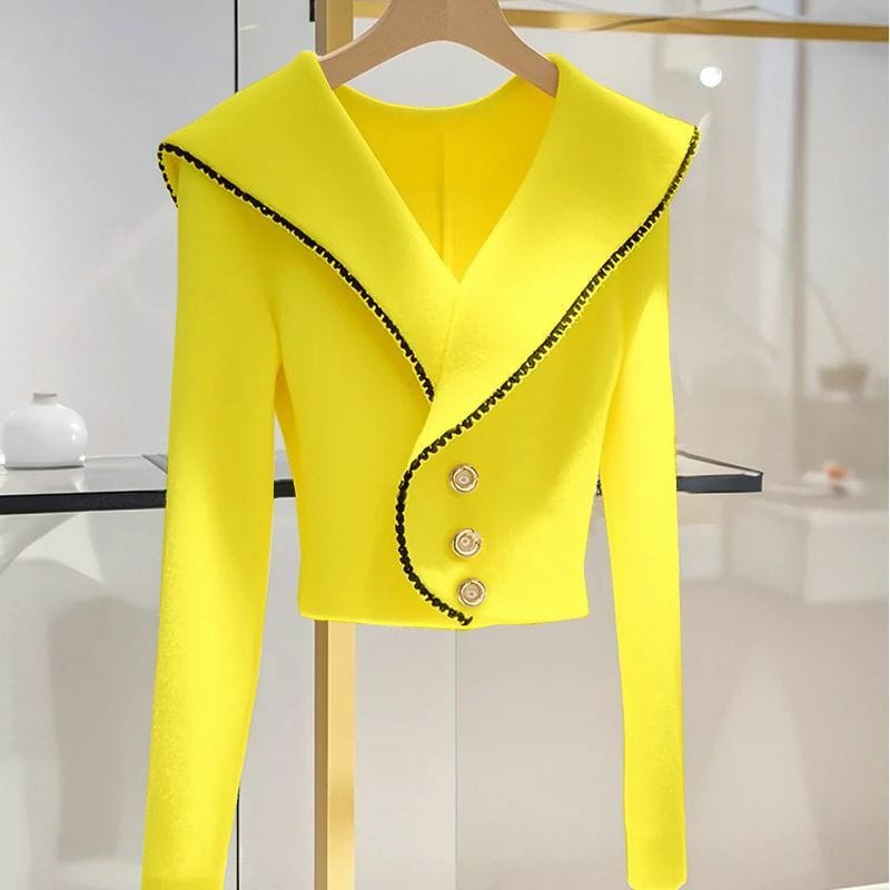 High-end knitted women's autumn winter 2025 korean style collar outerwear long sleeve waist clinching high-quality sweater