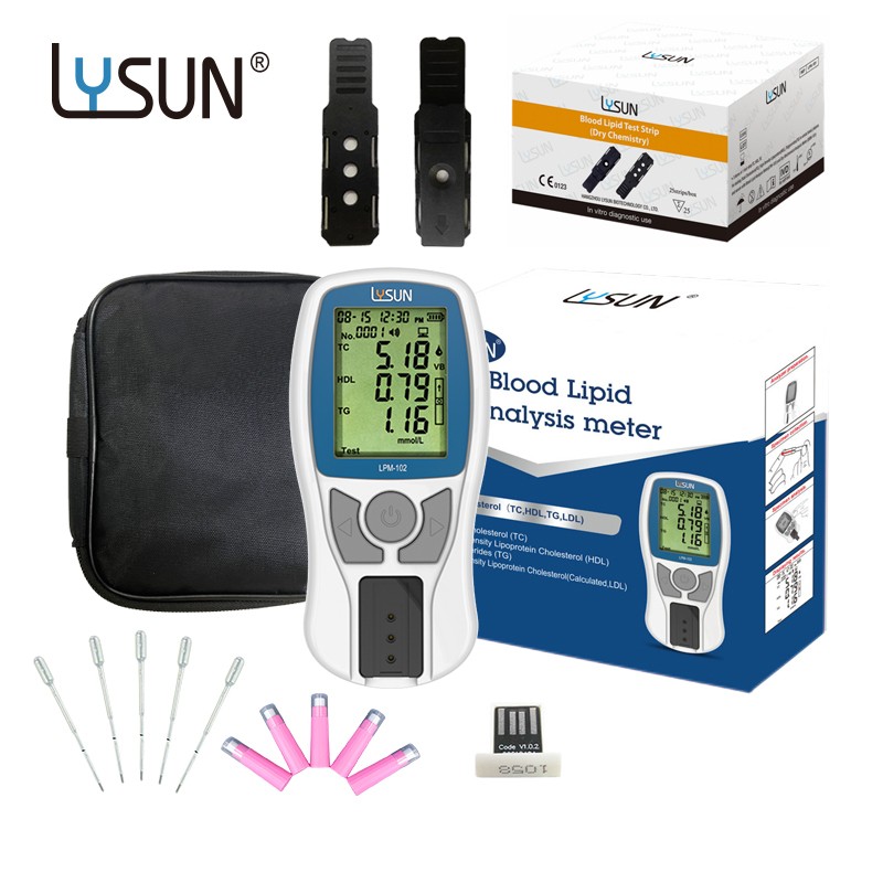 LYSUN LPM-102 Portable Blood Lipid Profile Meter Cholesterol Triglycerides Testing Meter With Lipid Test Strips Wholesale