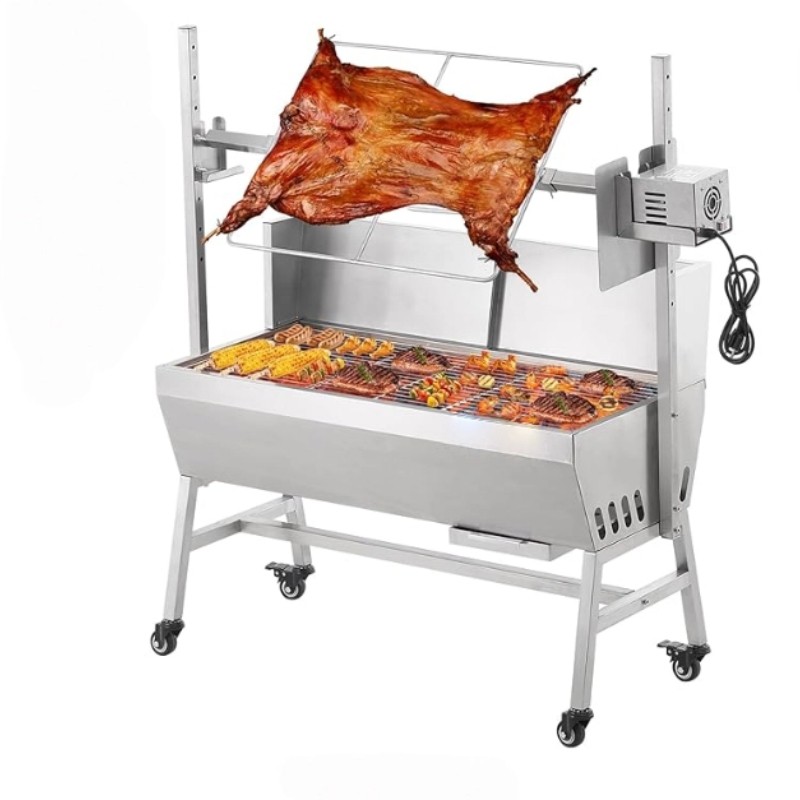 Adjustable Stainless Steel Roaster Electric BBQ Rotisserie Grill Outdoor Barbecue for Pig Lamb Goat