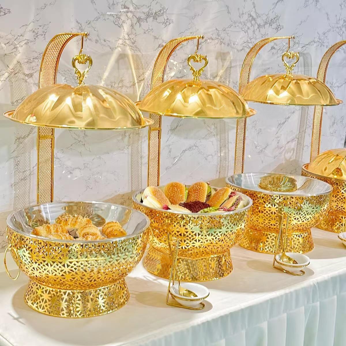 Gold Round Hanging Hot Pot for Hotels and Restaurants Food and Beverage Heater Buffet Hot Pot Restaurant Supplies Equipment
