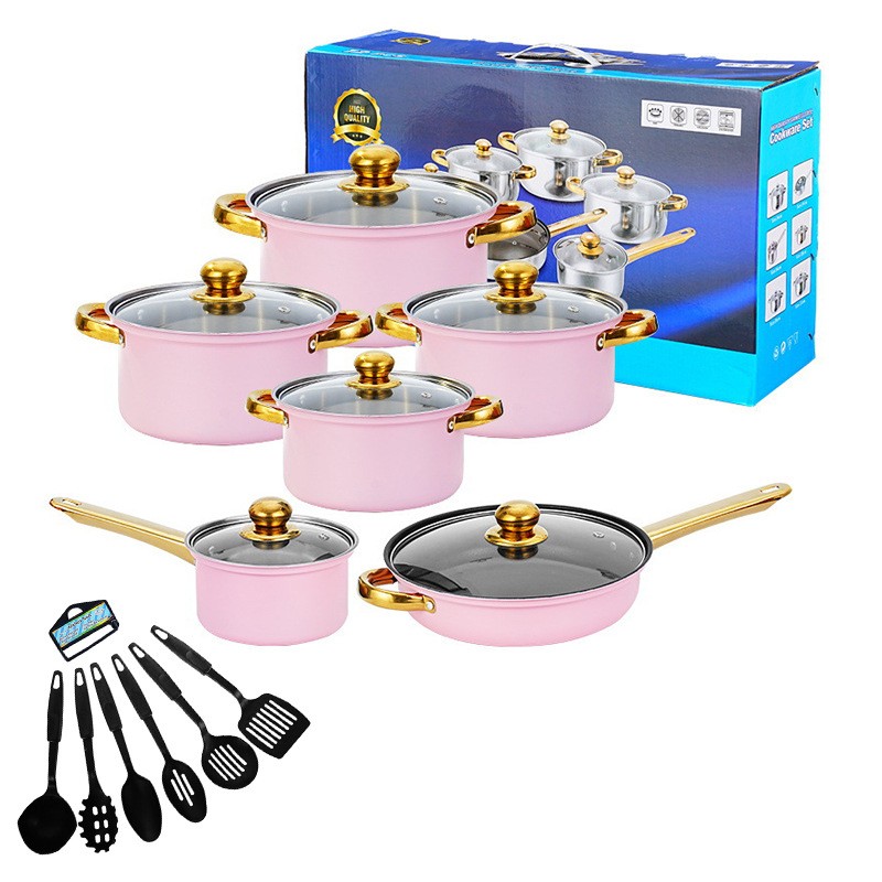 Wholesale Cookware Set 18Pcs Stainless Steel Pots Soup Pot Household Milk Pot Multi Frying Pan with Kettle