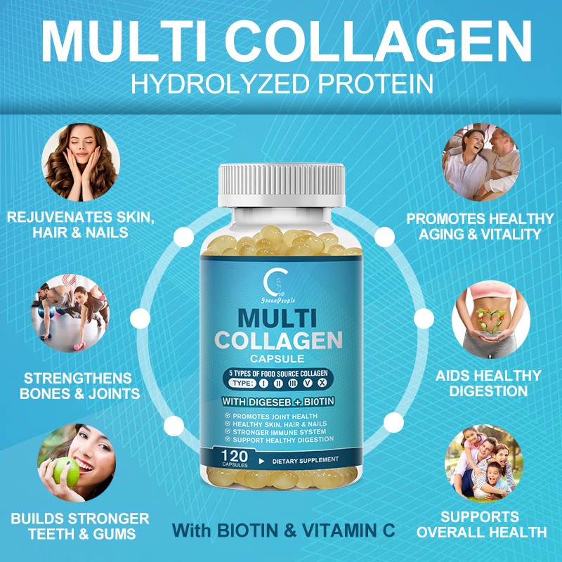 OEM Private Label 60 Pieces Vitamin C Biotin Gluten Free Collagen Capsule