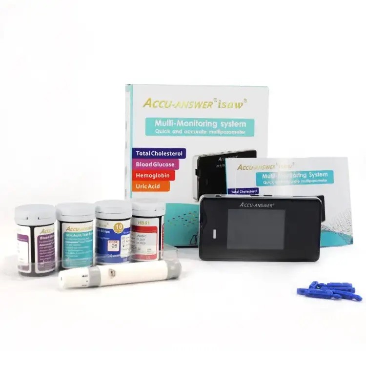Top Sell ACCU ANSWER 4 in 1 Blood Glucose Meter Cholesterol and Uric Acid Hemoglobin Meter Household Medical Devices