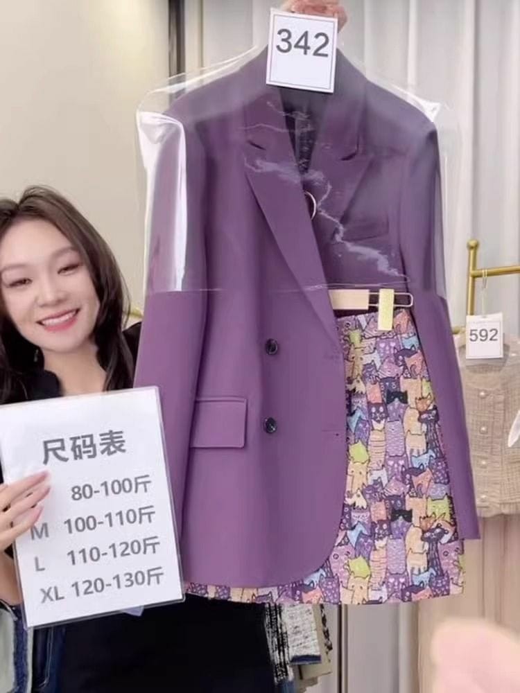Fashionable High-End Suit Jacket/Blazer with Set Printed Skirt for Women