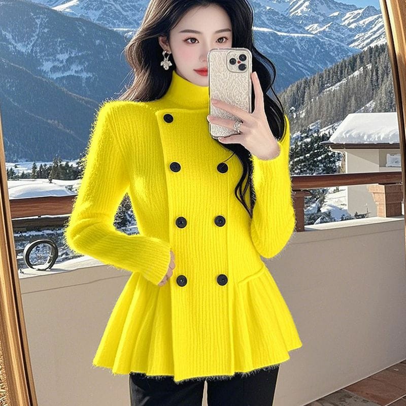 High Quality High-end style  2025 Women's autumn winter sweater new french style charm beautiful fashion waist-clinching knit top