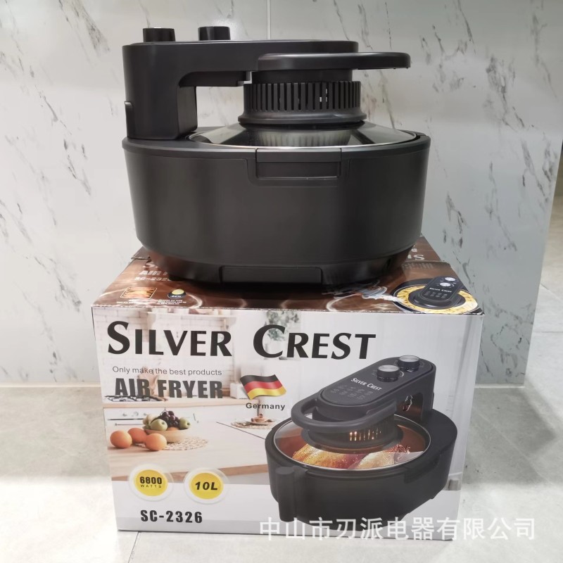 Modern Square Stainless Steel Electric Air Fryer Household Visual Timed Temperature Adjustable Digital Control