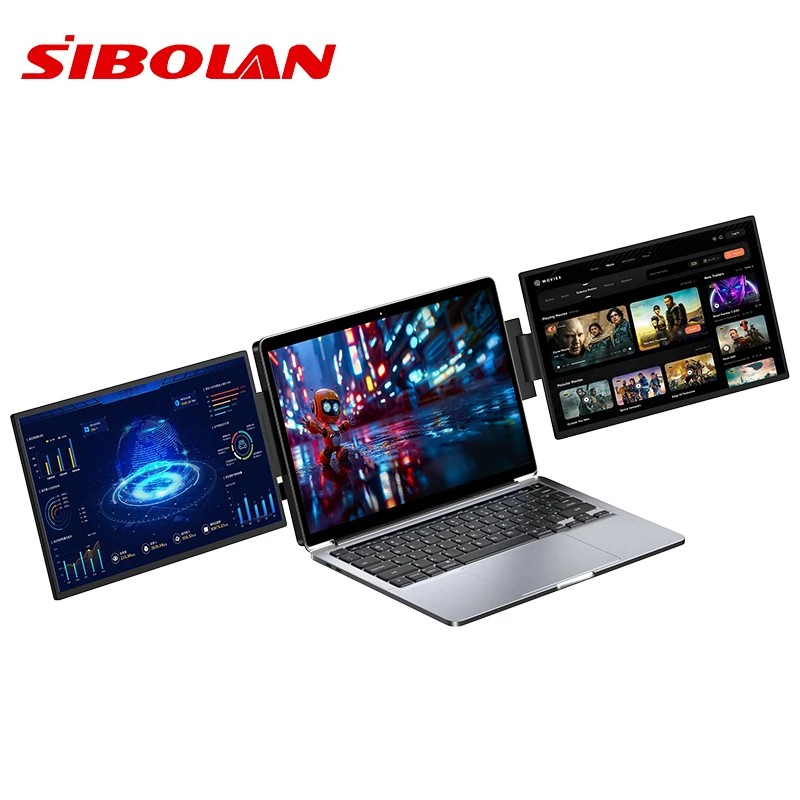 Side by Side Dual Display 13 14 15.6 18.5 Lightweight 1080P 90 Degree Swivel Type C Ready Travel Office