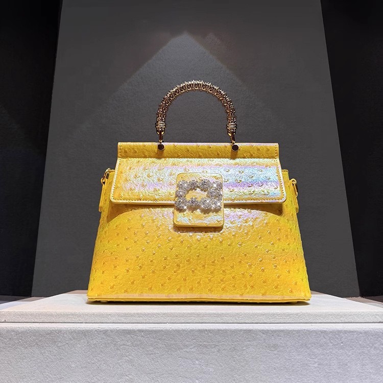 2025 New Women's Bag Genuine Leather Diamond Handbag Fashion Portable Leather Bag Shoulder Crossbody Bag