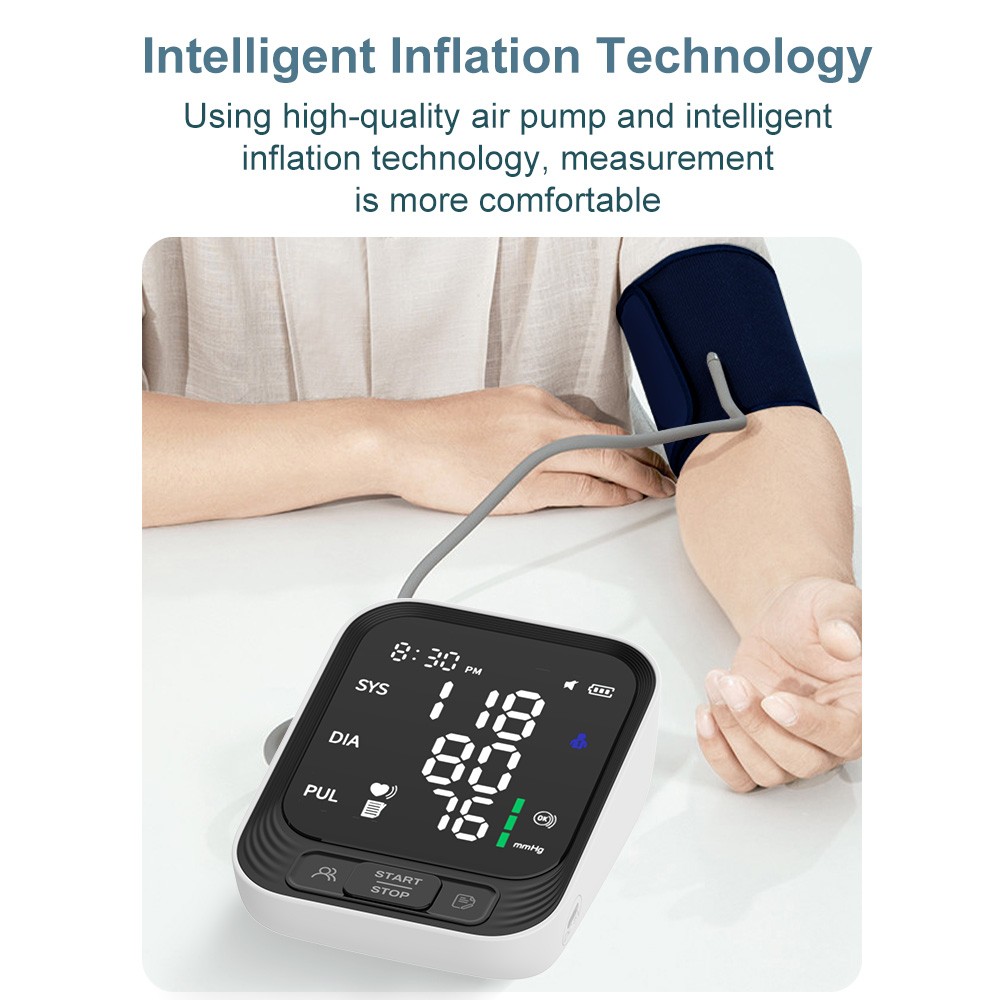 Blood Pressure Monitoring for Home Use, Automatic BP Machine, Adjustable Upper-Arm Cuff Large Clear LED Backlit Display