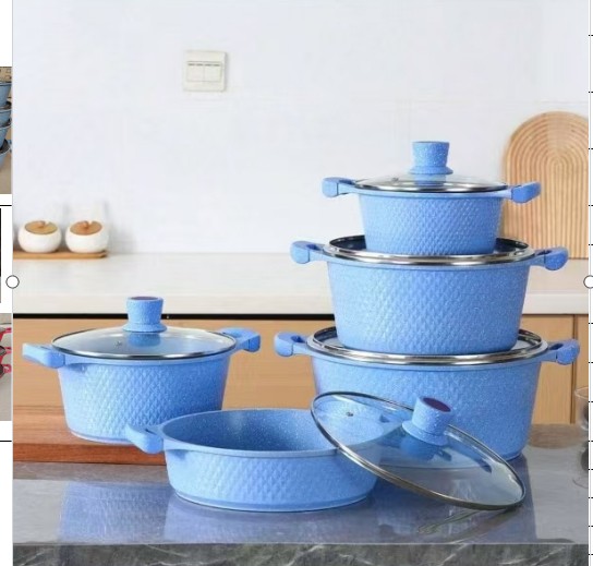 10pcs 20/24/28/32/28CM Soup Pot Cooking Tools Aluminium Alloy Cookware Set Non-Stick