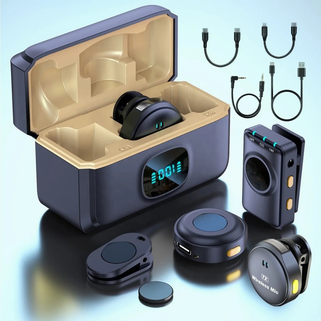 2Mic Wireless Microphone Camera Phone 3 in 1 Vlog Interview Live Stream Wireless Microphone Coin Lapel Clip Lavalier Microphone