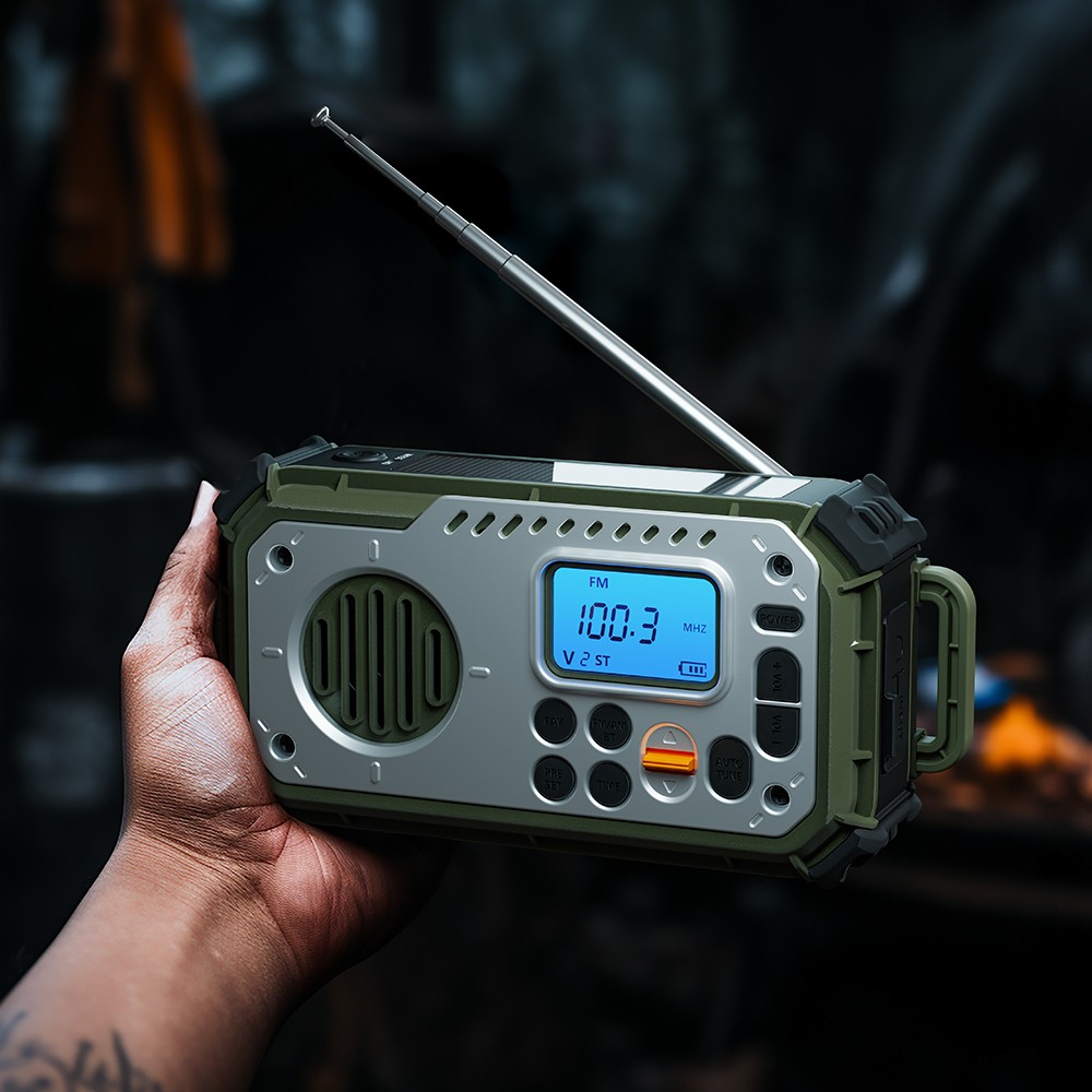 Emergency Solar Hand Crank Dynamo AM&FM Radio With Flashlight,Phone Charger,Speaker