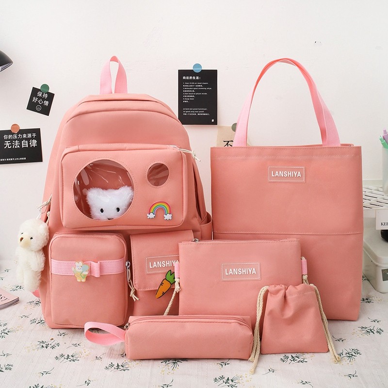 Backpack Large Capacity Five-Piece Student Schoolbag Casual All-Matching Backpack One Piece Dropshipping 3900