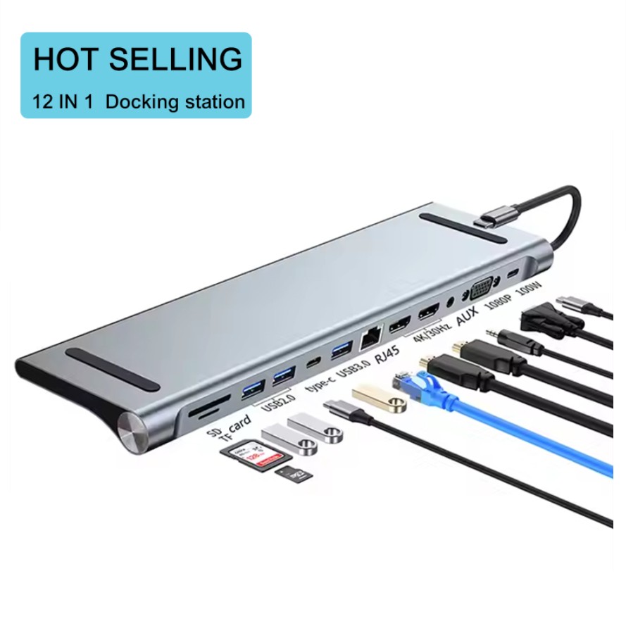 Xput Multiport Docking Station for Laptop 12/11/10/9/8/7/6/5/4/3-in-1 Type C USB-C Dual HDMI SD Interface Compatible Macbook PC