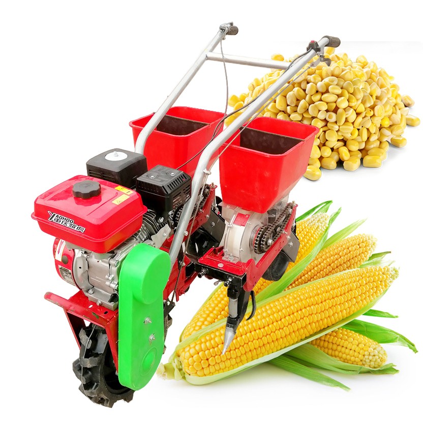 Manual Single and Double Row Corn Seed Planter Hand Push Petrol Seeder Machine Maize Wheat Seeds Planting With Fertilizer