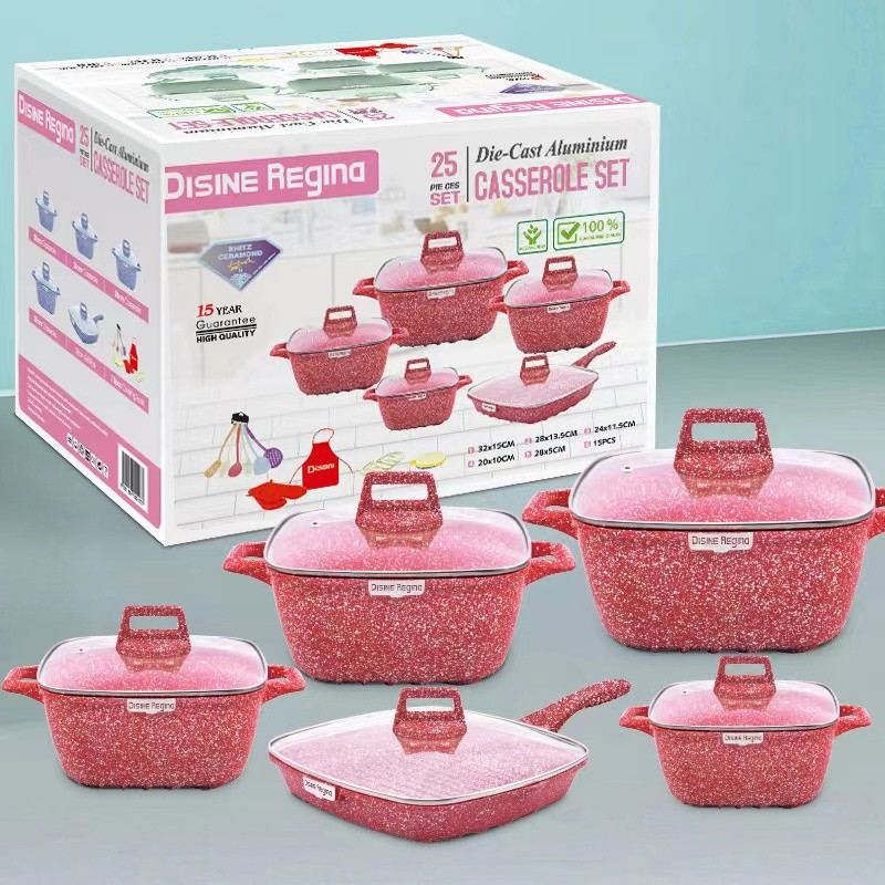 25 Pcs/Set Kitchen Nonstick Cookware Pots and Pans Set Multi-usage Aluminium Sets